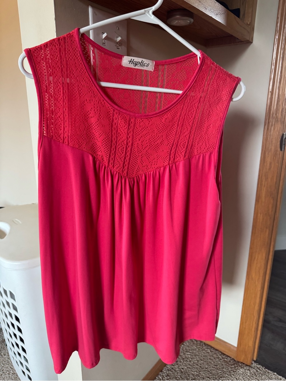Haptics Women's Lace Yoke Sleeveless Camisole in Hot Pink